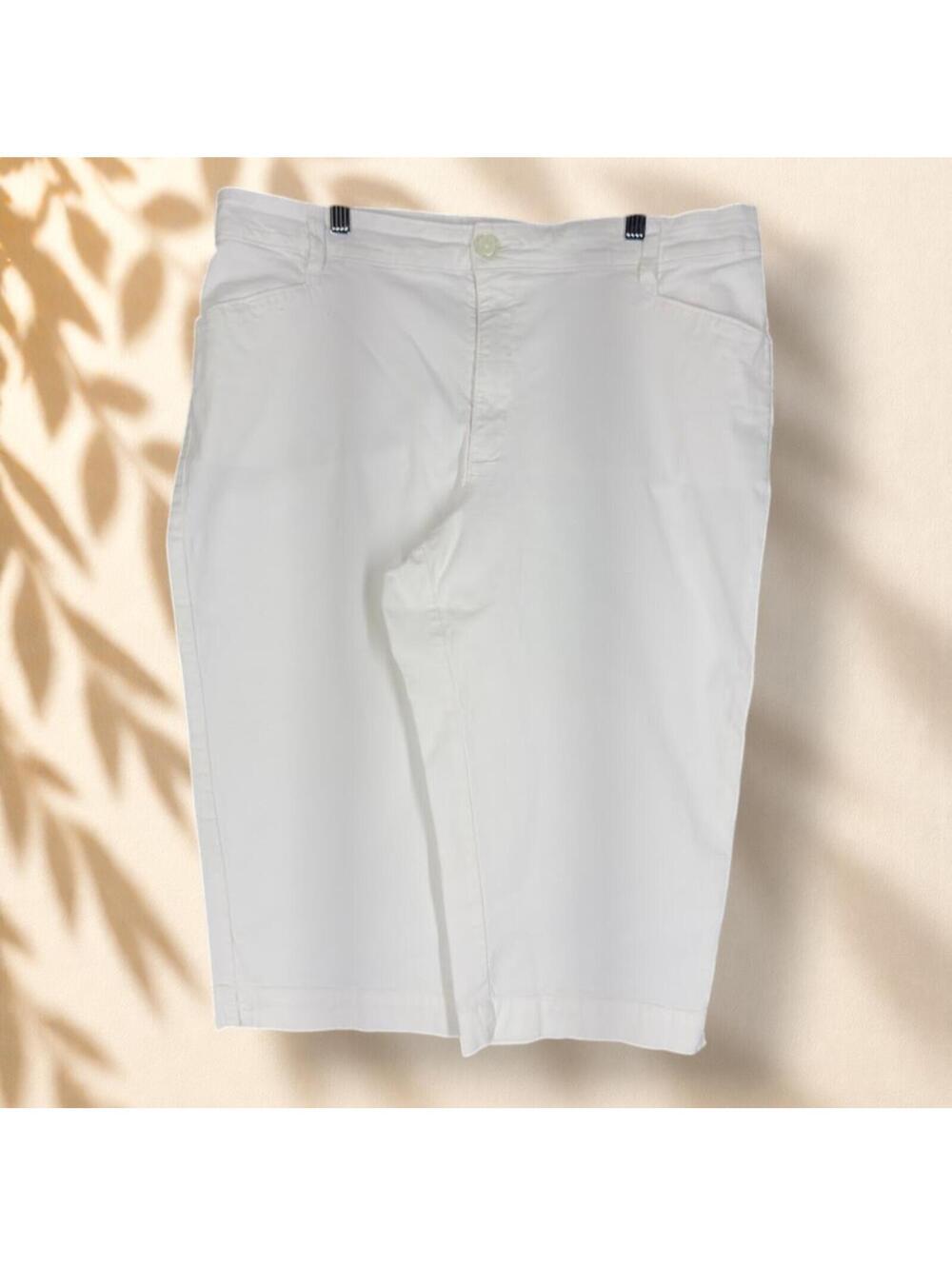 Lee Cropped Pants Women M Medium White High Rise Flat Front Wide Leg Pockets
